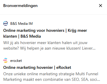 5 a - bronvermelding Zoekopdracht B&S Media Hoveniers - ChatGPT Zoeken op het web - BSMediaIM - B&S Media Internetmarketing