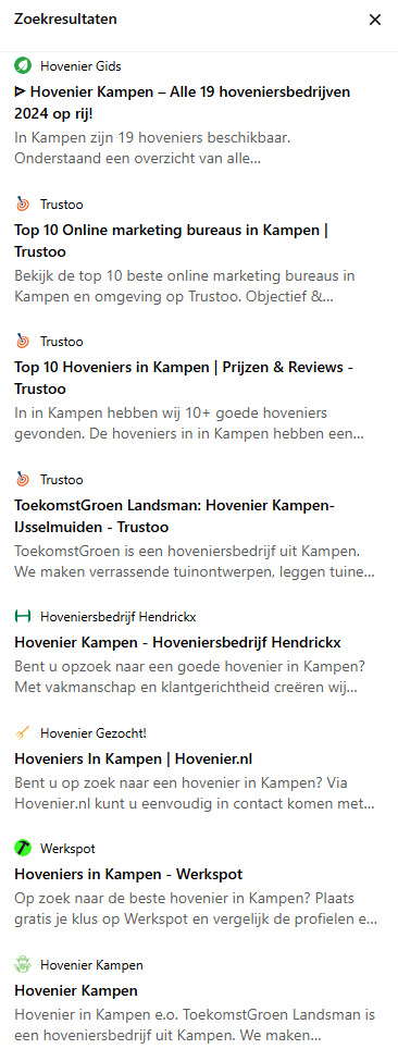 8 - meer Zoekresultaten bij Zoekopdracht online marketing voor Hoveniers Kampen- ChatGPT Zoeken op het web - BSMediaIM - B&S Media Internetmarketing